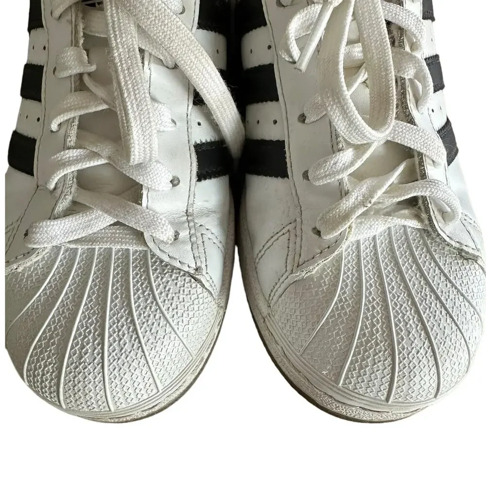 Adidas Superstar Kids Sneakers White Black Stripes Originals Unisex Classic- 4.5